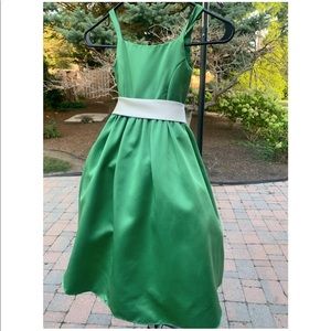 Girl’s Formal Green Dress w Champagne Sash